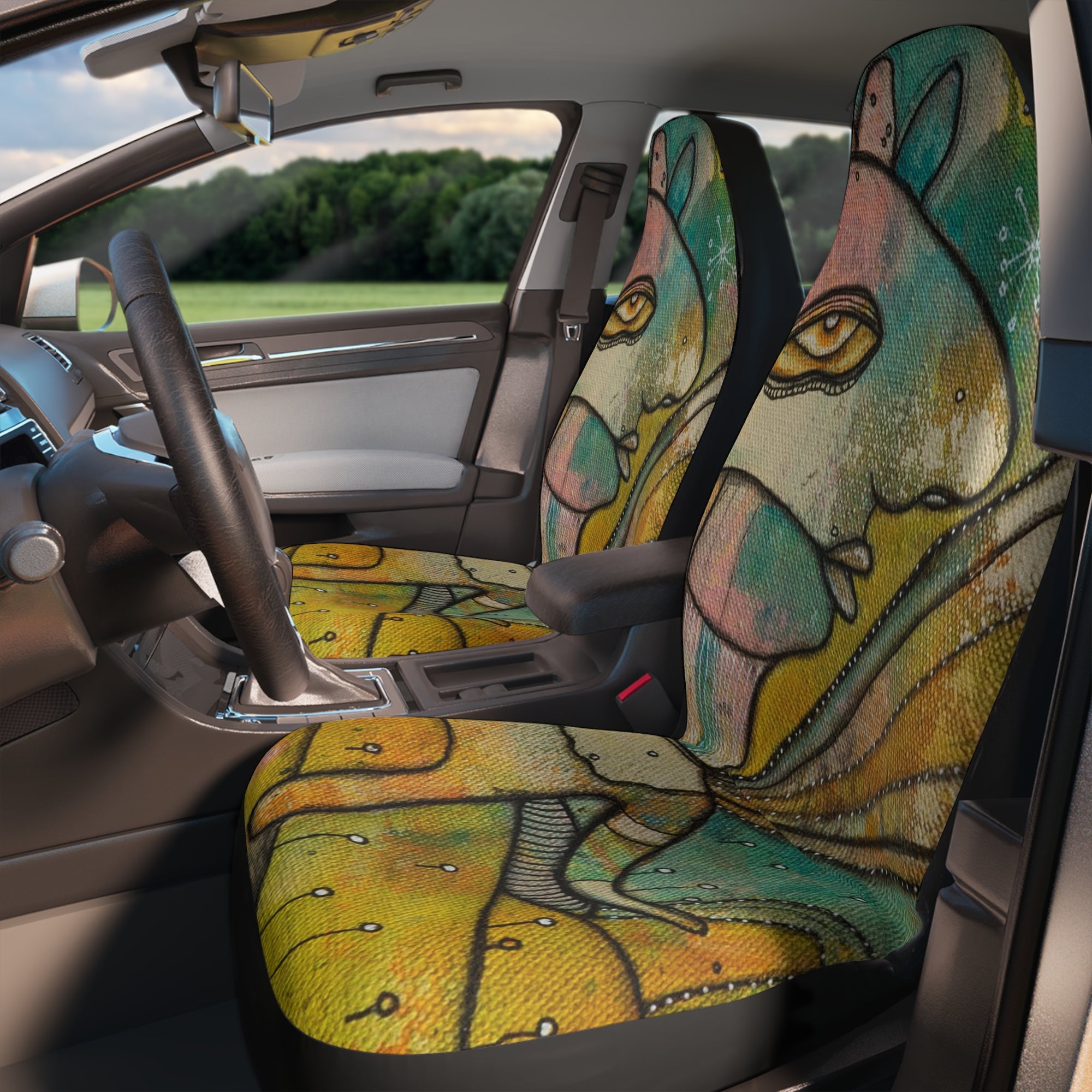 "Birdman's" Car Seat Covers Big Eye Face Artwork on Car SUV Vehicle Seat Covers