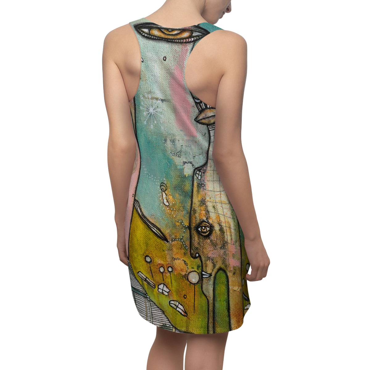 &quot;Dreamtime Door&quot; Colorful Original Art Maximalist Fashion Racerback Dress