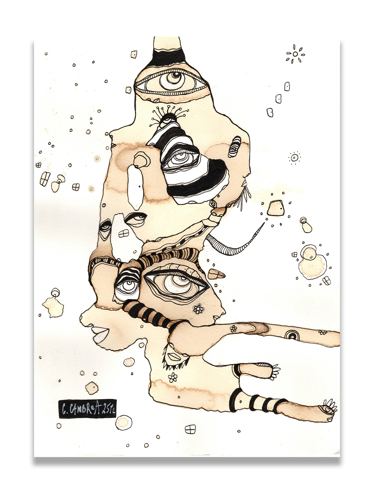 &quot;Reach for it&quot; Original Coffee Stains on Watercolor Paper