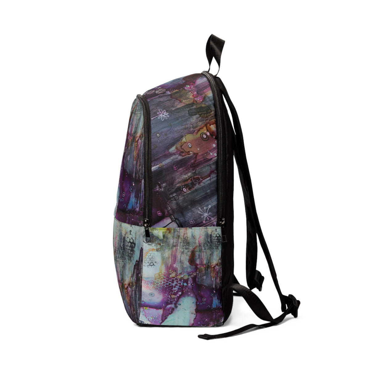Colorful Abstract Art Backpack &quot;Purple Abyss&quot;