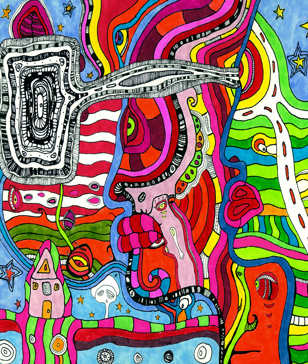 Washable Fleece Pet Bed for your dog or cat with colorful &#39;Multi&#39; Artwork