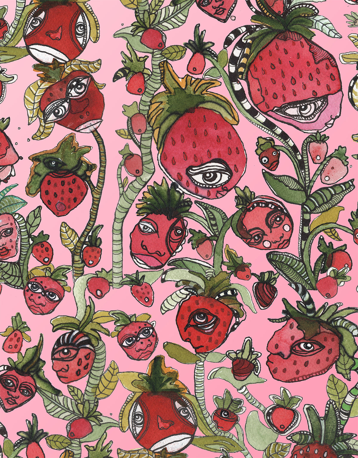 Washable Fleece Pet Bed for your dog or cat with colorful &#39;Strawberry Friends&#39; Artwork