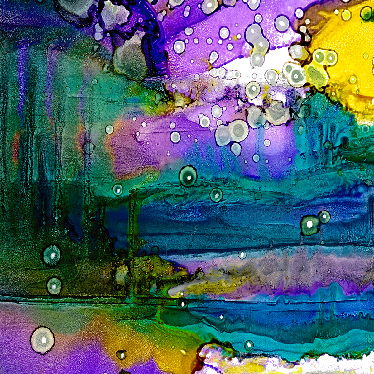 Fleece top WASHABLE Pet Bed for your dog or cat with colorful &#39;Purple Mountain&#39; Artwork