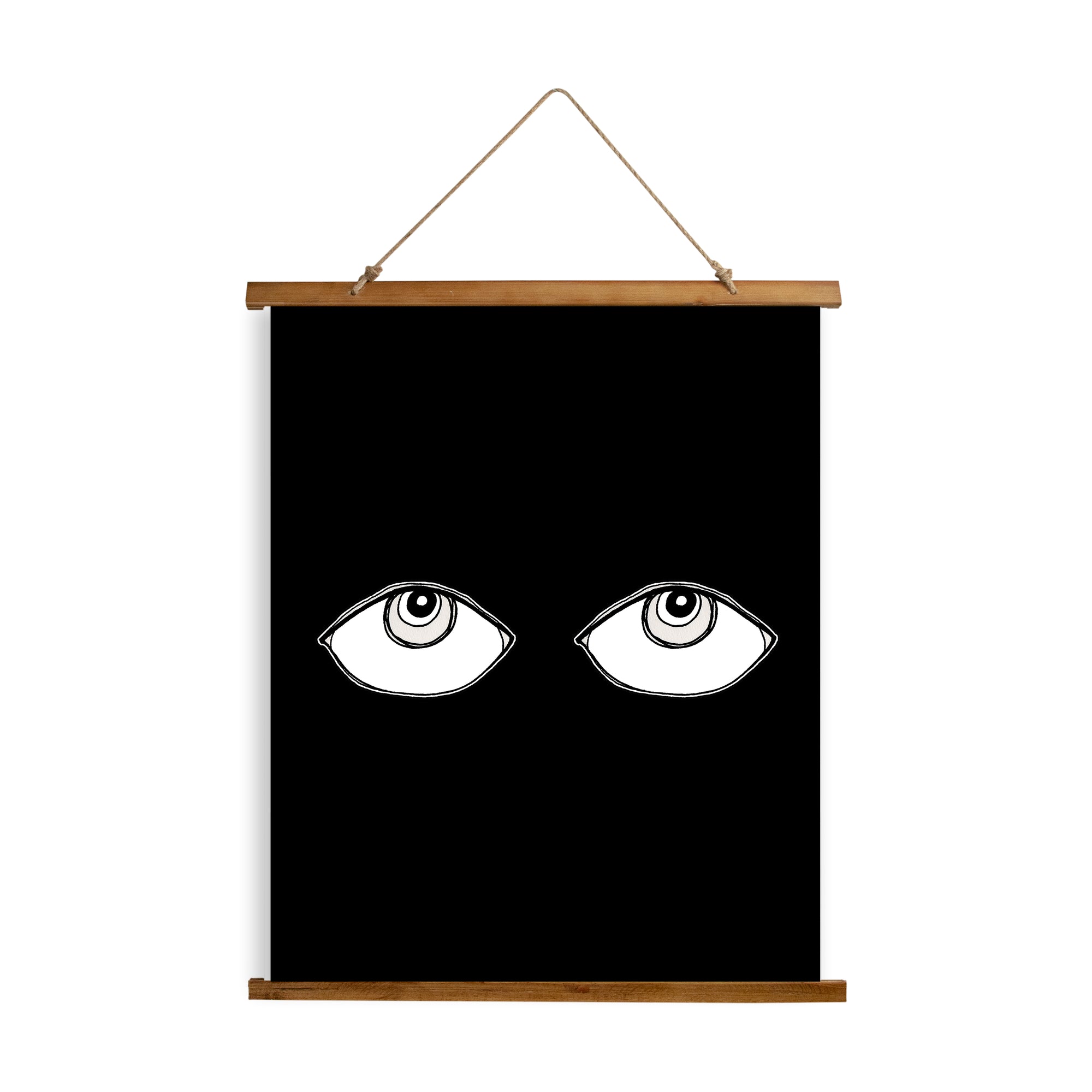 Whimsical Wood Slat Tapestry "Big Eyes"
