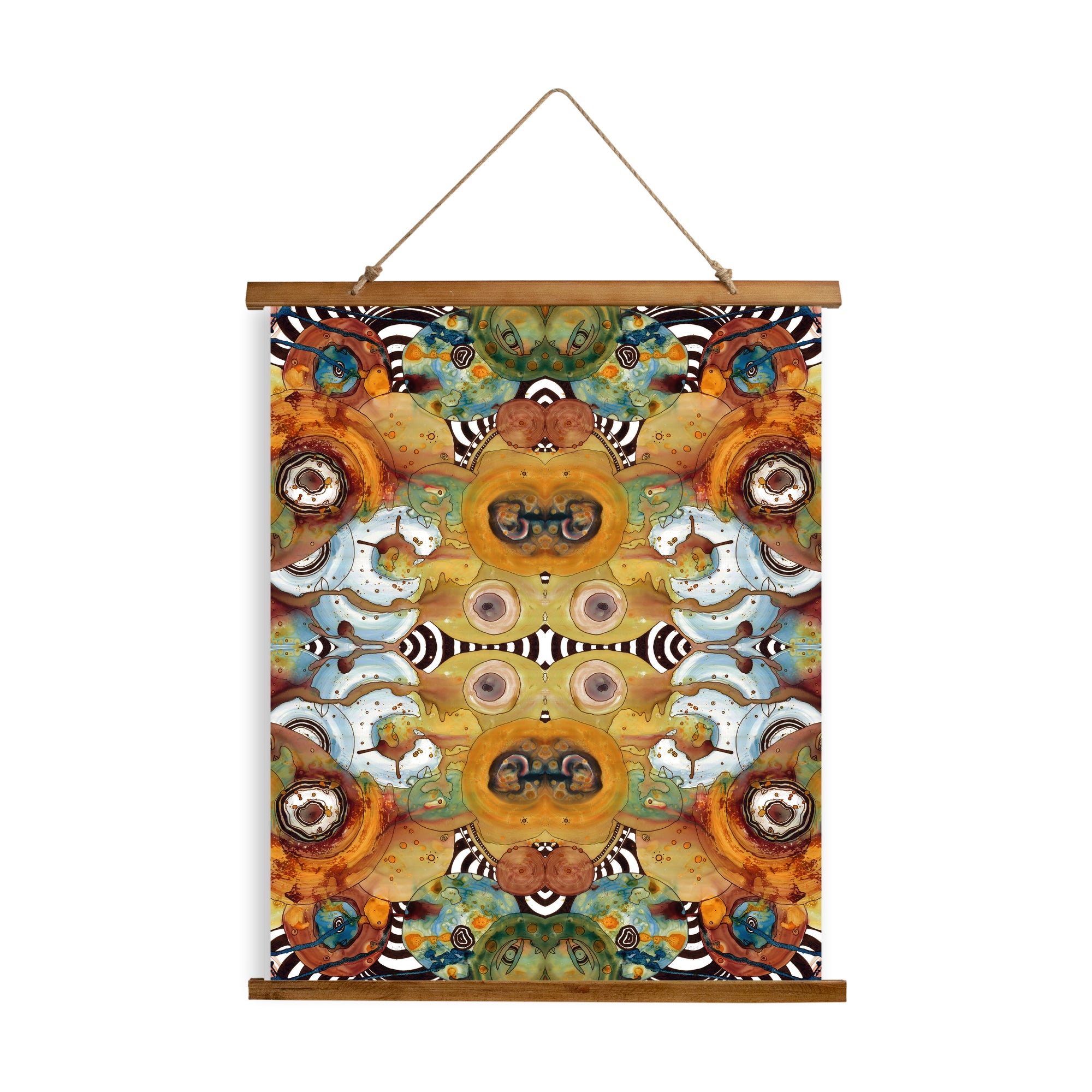 Whimsical Wood Slat Tapestry "Energy Abstract Pattern"