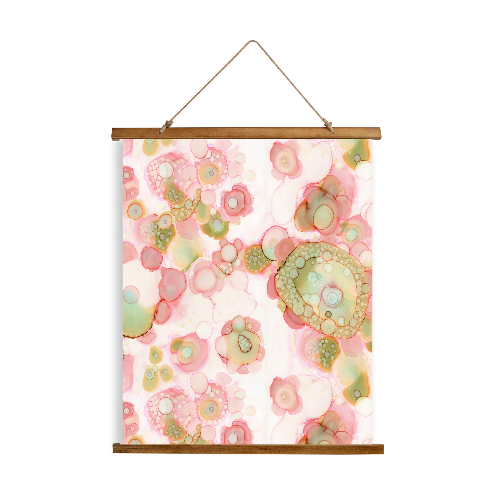 Whimsical Wood Slat Tapestry "Organic in Pink"