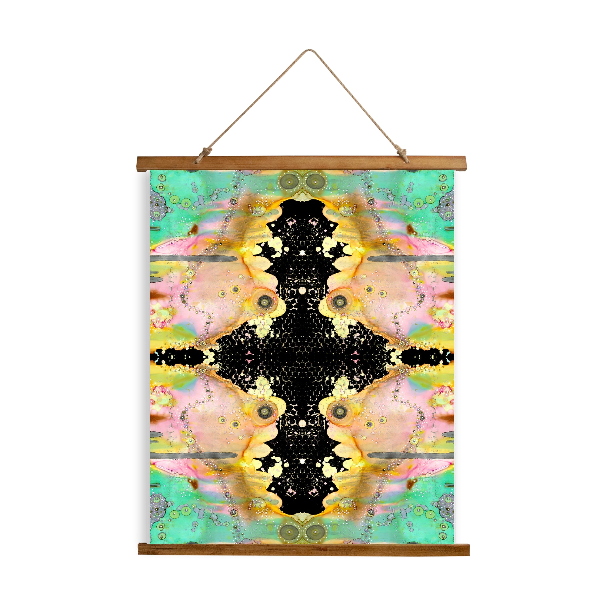Whimsical Wood Slat Tapestry "Over The Rainbow 2"