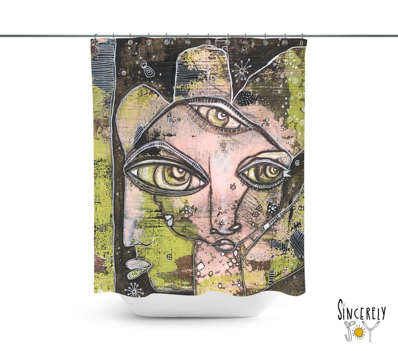 Abstract Mixed Media Shower Curtain 'What we See'