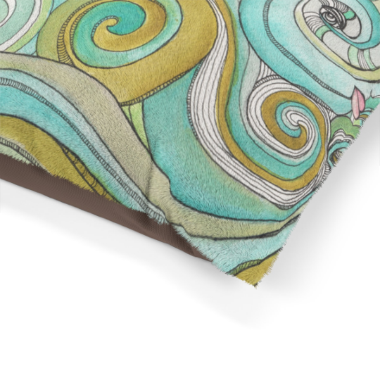 Fleece Pet Bed for your dog or cat with colorful &#39;Honeydew Ocean&#39; Artwork - WASHABLE