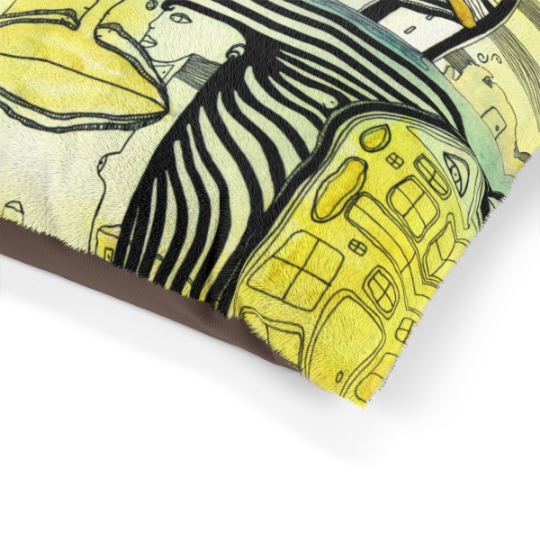 Washable Fleece Pet Bed for your dog or cat with colorful &#39;Half Full&#39; Artwork