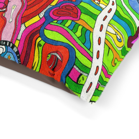 Washable Fleece Pet Bed for your dog or cat with colorful &#39;Multi&#39; Artwork