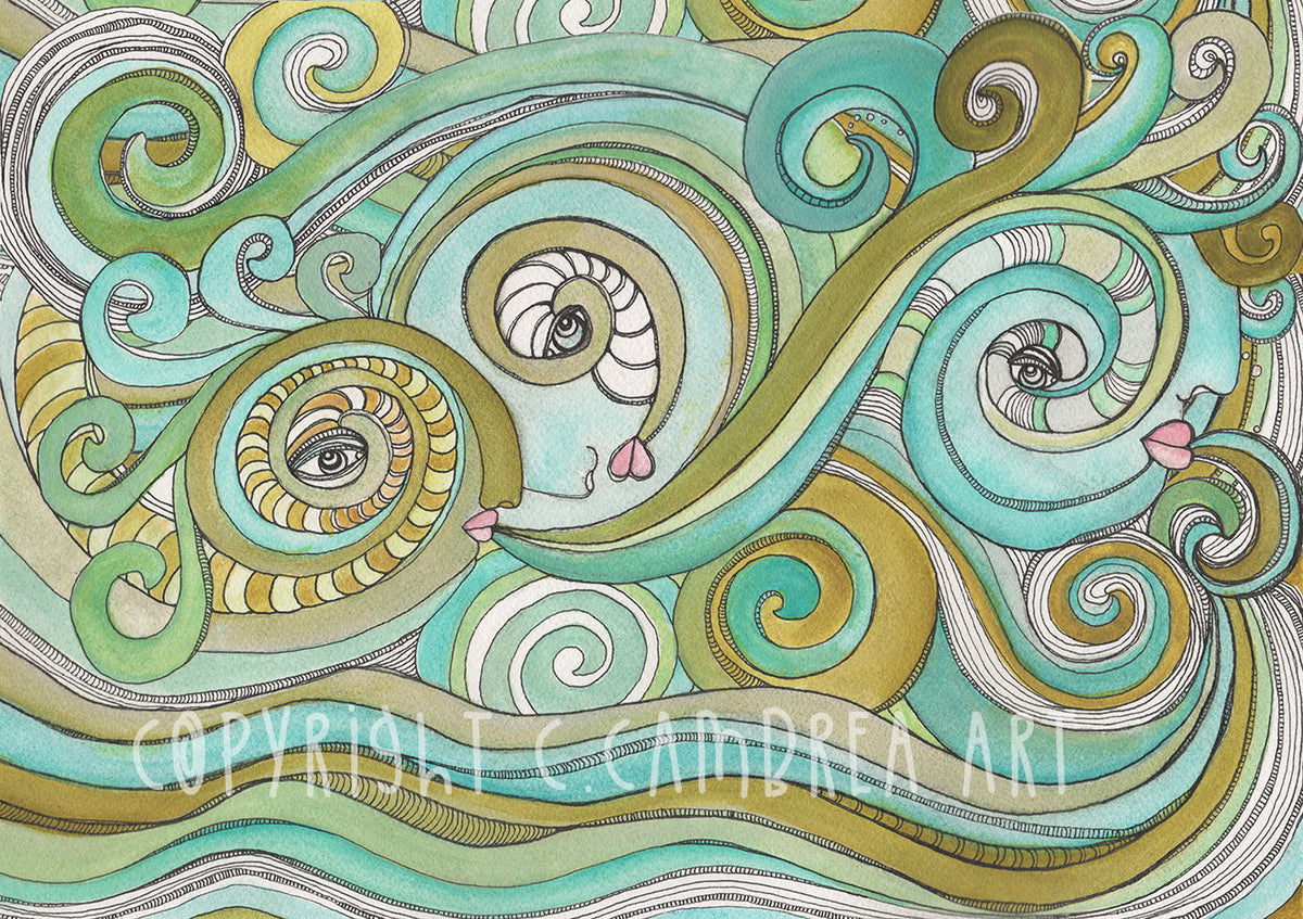 Fleece Pet Bed for your dog or cat with colorful &#39;Honeydew Ocean&#39; Artwork - WASHABLE