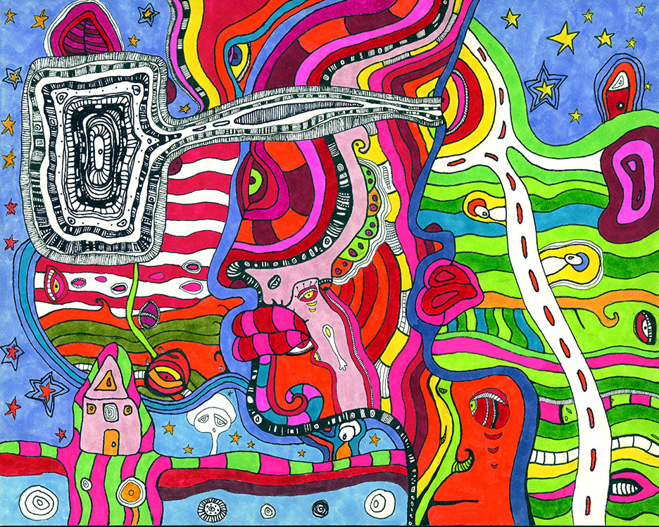 Washable Fleece Pet Bed for your dog or cat with colorful &#39;Multi&#39; Artwork