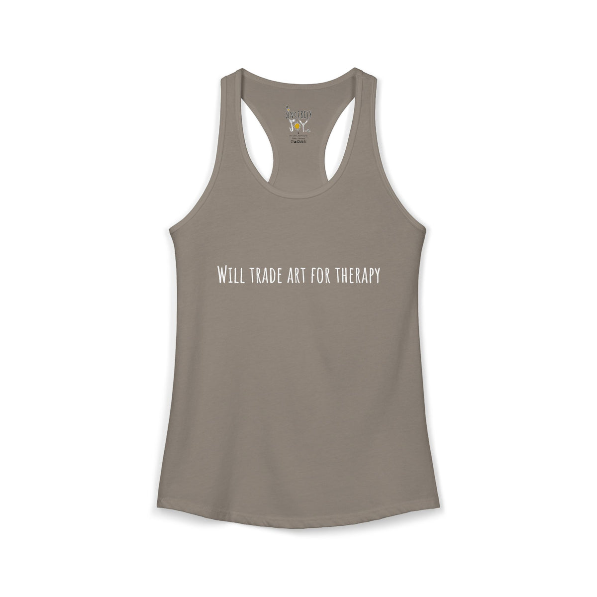 Will Trade Art For Therapy racerback tank by C.Cambrea, flat lay
