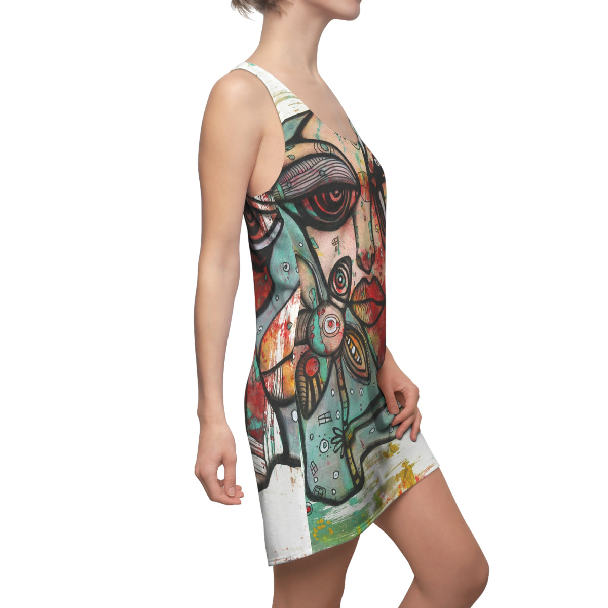 &quot;Mine&quot; Maximalist Fashion Racerback Dress Colorful Original Fairy Art