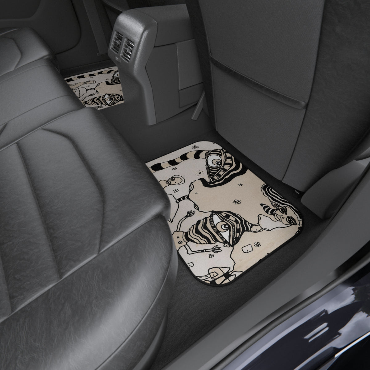&quot;Stained 01&quot; Car Floor Mats Set of 4 Coffee Stained Art Designer Car Mats