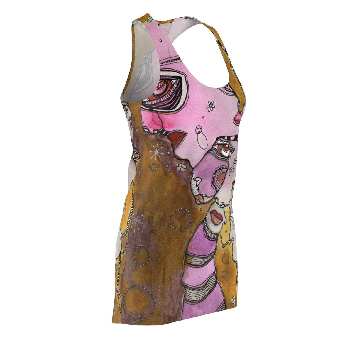 Racerback Dress, Colorful Mini Above the Knee Unique Original Art Fashion Women's Clothing, Tank Designer Fashion, Bizarre Weird Dress