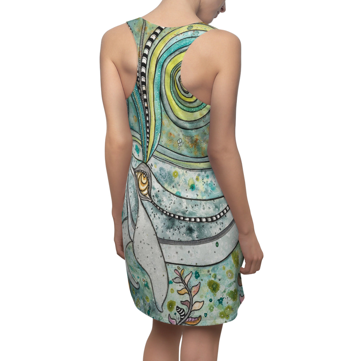 Whale Mini Tank Dress Racerback Original Animal Print Design | Ocean Creature Art | Sexy Above the Knee | Unique Fun Womens Artsy Clothing