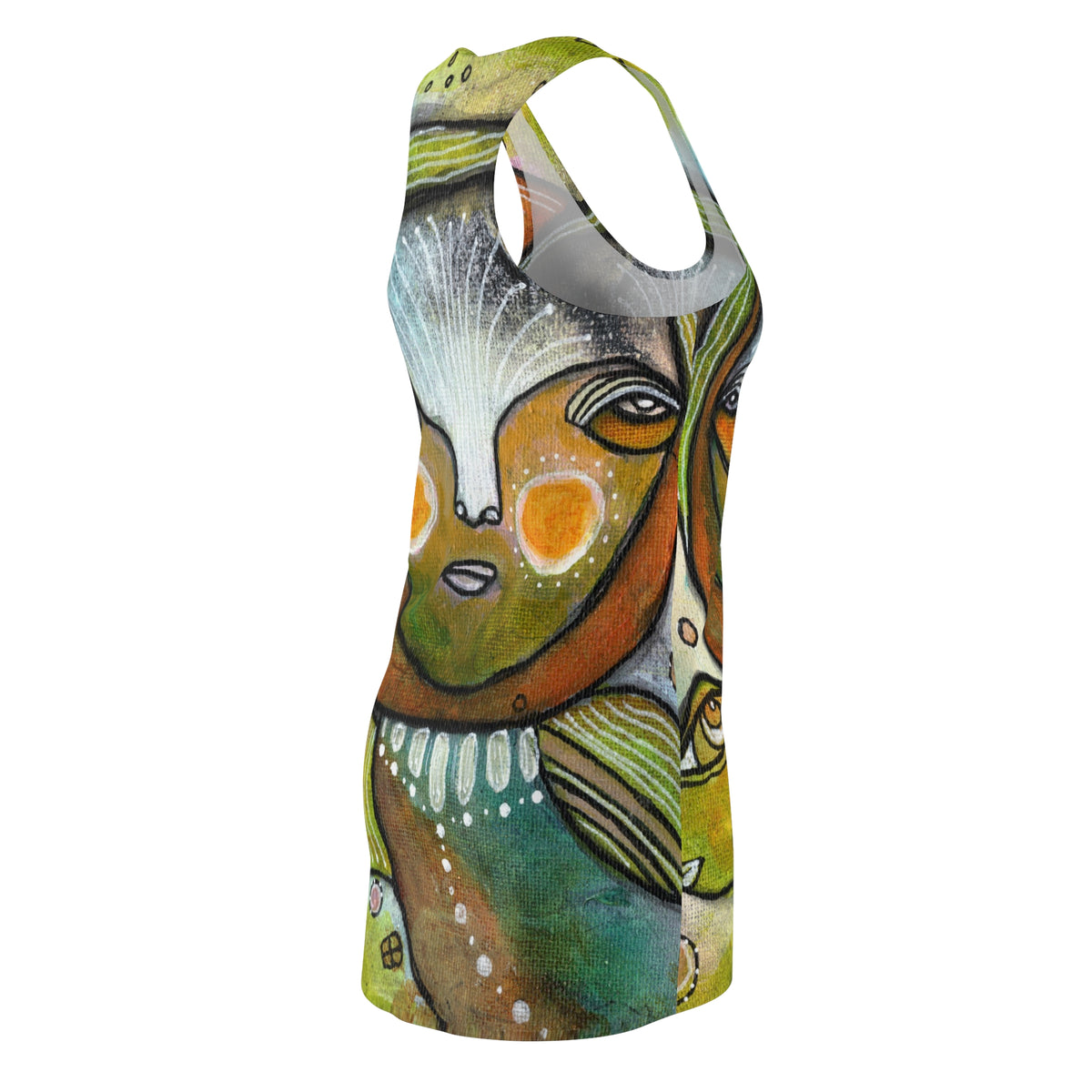 Fun Colorful Dress Racerback Mini Tank Sexy Above the Knee Unique Original Art Womens Clothing Artsy Designer Fashion