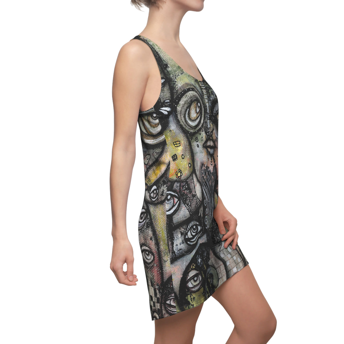 &quot;Octopus Queen&quot; Dark Goth Mini Above the Knee Racerback Dress