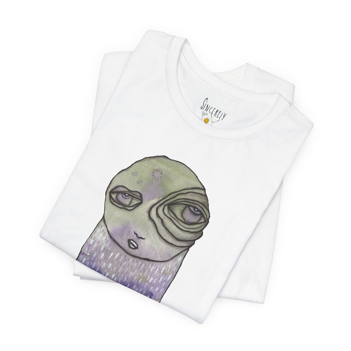 Sensitive Creature. Handle with Care t-shirt by C.Cambrea, front view on model