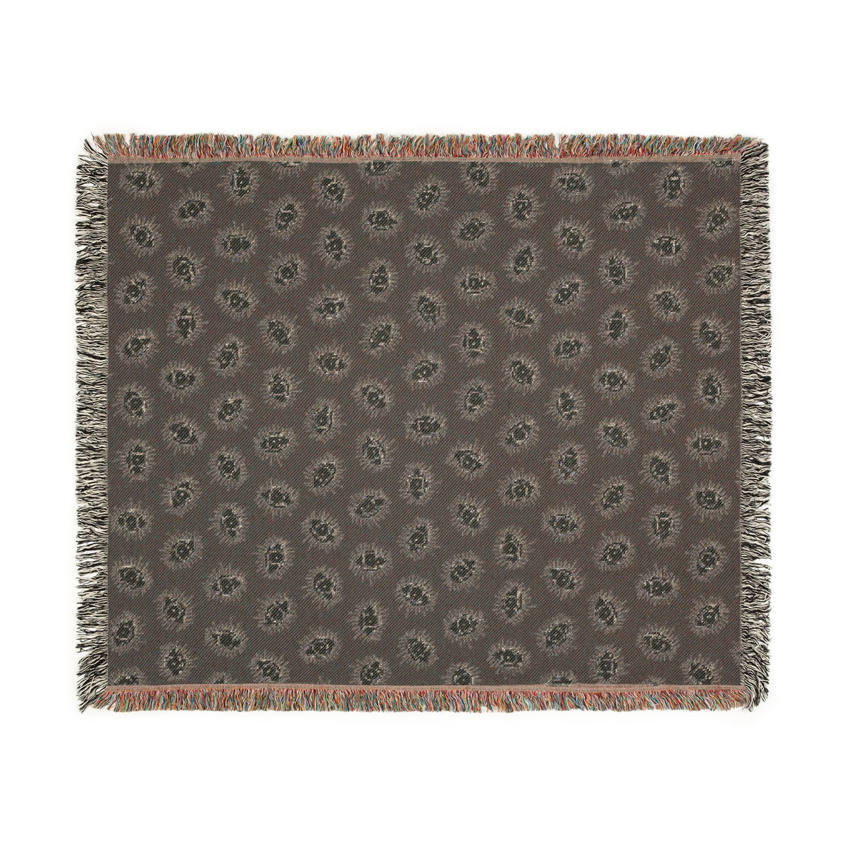 Woven Blanket with Abstract Eye Pattern in Black for Living Room Sofa, Couch Throws, Bed Covers. Soft snuggles