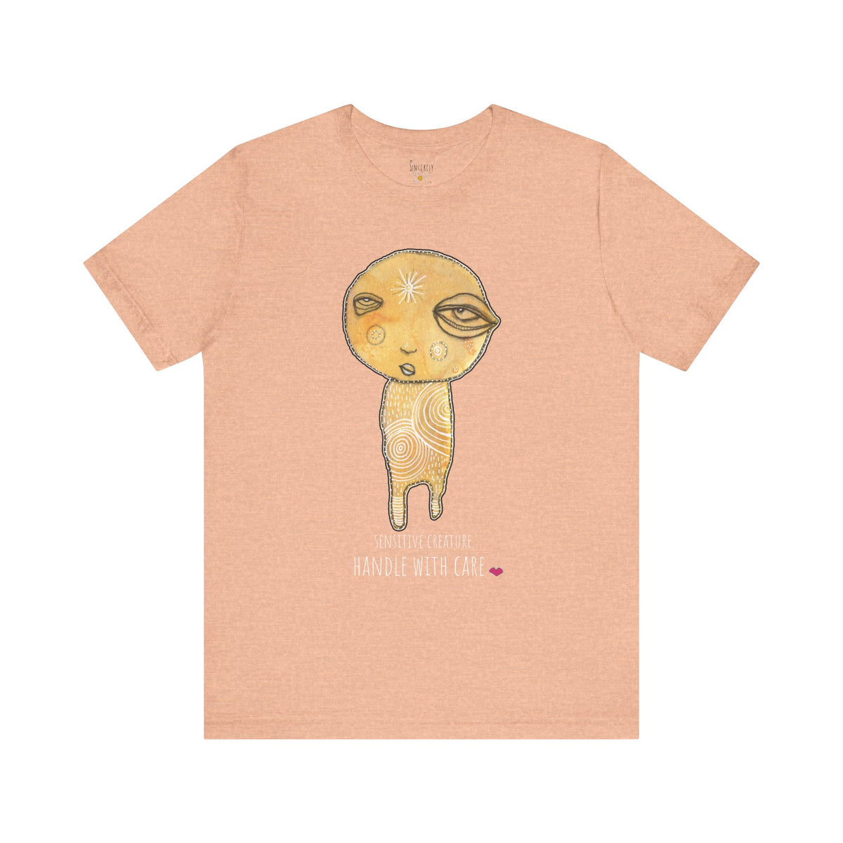 Sensitive Creature. Handle with Care t-shirt by C.Cambrea, side view