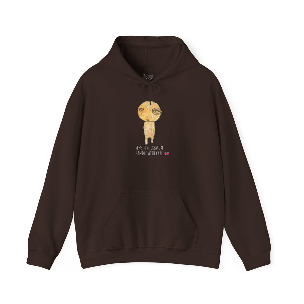 Sensitive Creature. Handle with Care hoodie by C.Cambrea, folded product display