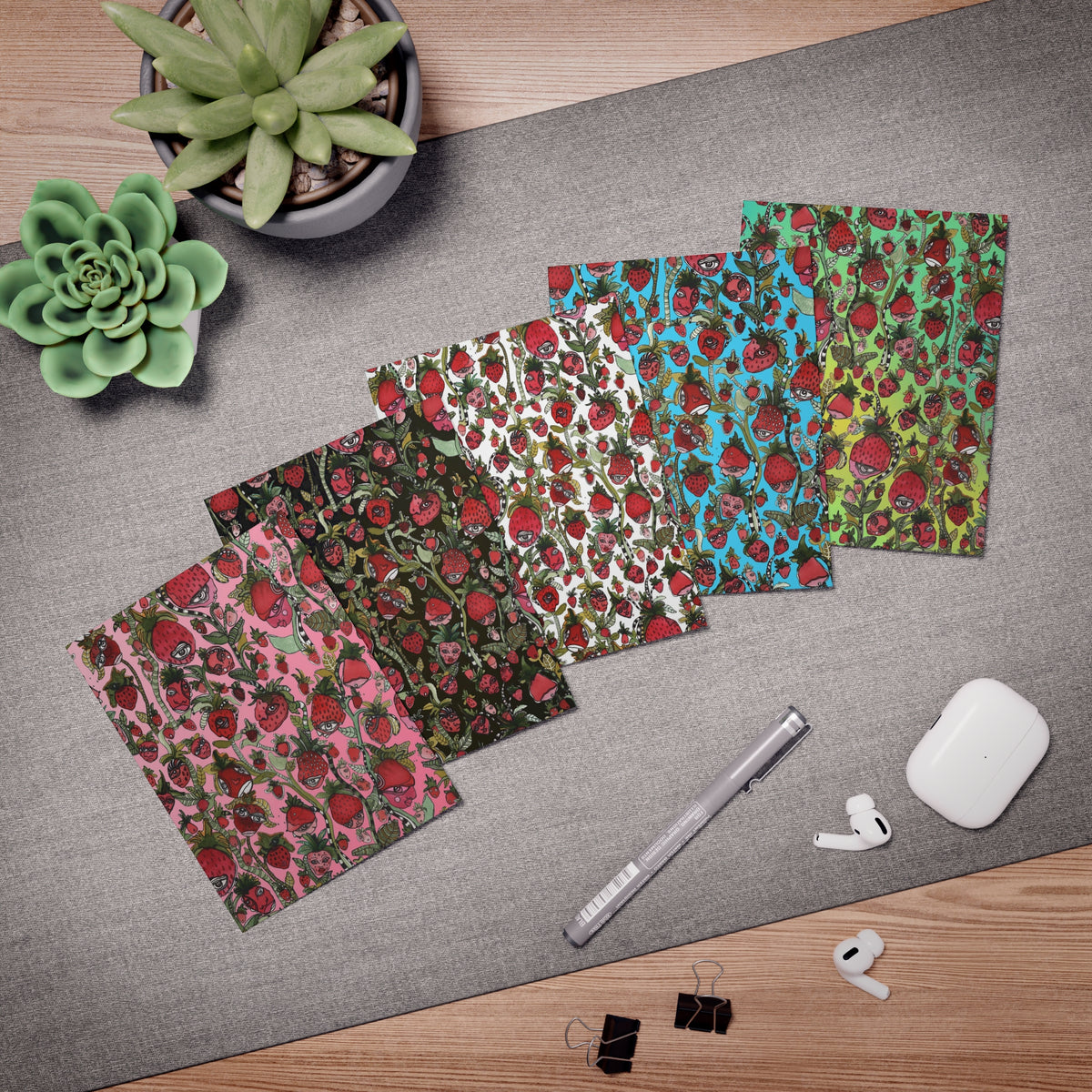 Art Greeting Cards 5 Pack Set with Envelopes Trippy Intuitive Mixed Media Artwork Psychedelic Colorful Unique - Frame them Blank Inside