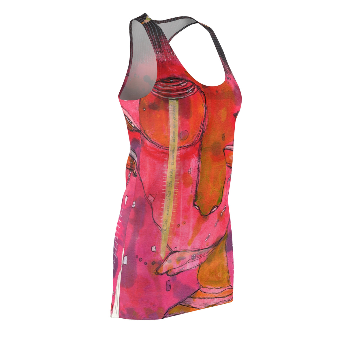 Colorful Dress Pink Racerback Mini Tank Sexy Above the Knee Unique Original Art Womens Clothing Artsy Designer Fashion