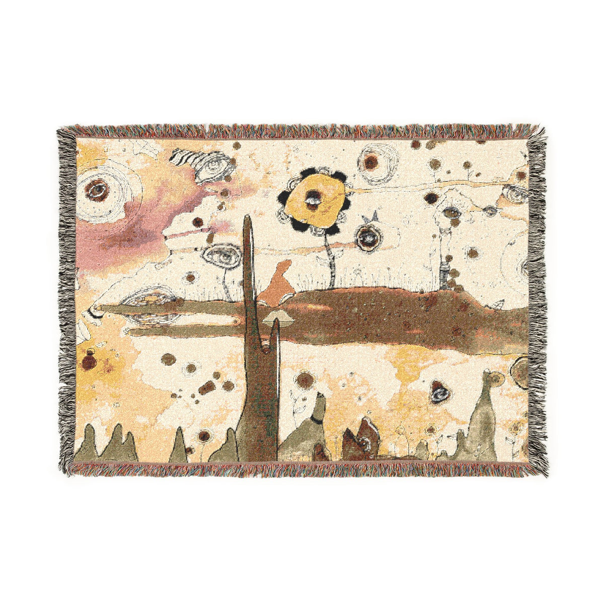 Woven Blanket with Abstract Whimsical Artwork | Fun Painting for Living Room Sofa, Couch Throws, Bed Covers. Soft snuggles