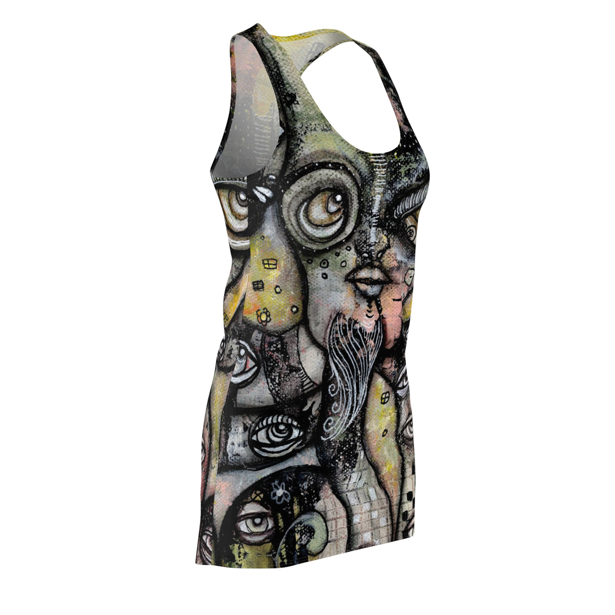 &quot;Octopus Queen&quot; Dark Goth Mini Above the Knee Racerback Dress