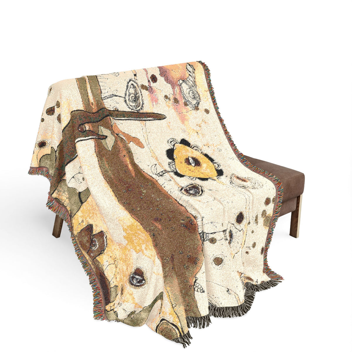 Woven Blanket with Abstract Whimsical Artwork | Fun Painting for Living Room Sofa, Couch Throws, Bed Covers. Soft snuggles
