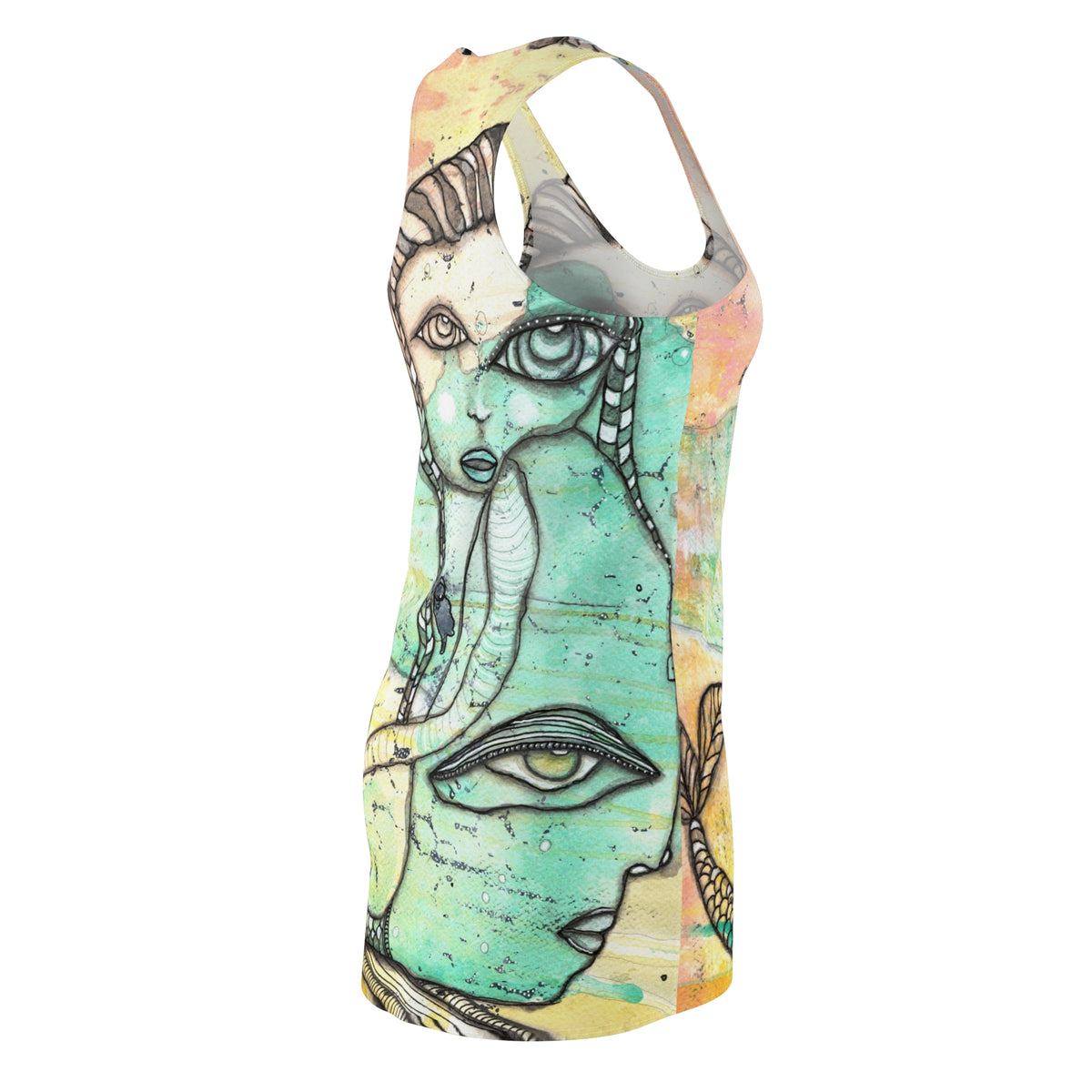 Mermaid Mini Dress Racerback Unique Above the Knee Original Unique Yemaya Ocean Art Fashion Women's Dresses Clothing Dresses Accessories