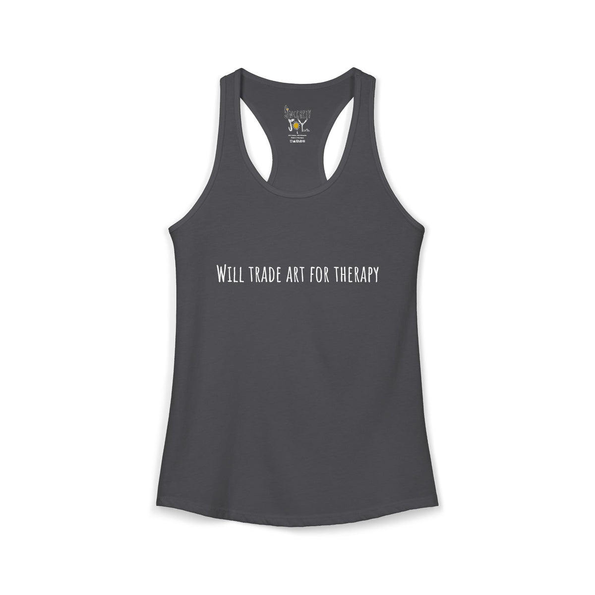 Will Trade Art For Therapy racerback tank by C.Cambrea, folded product display