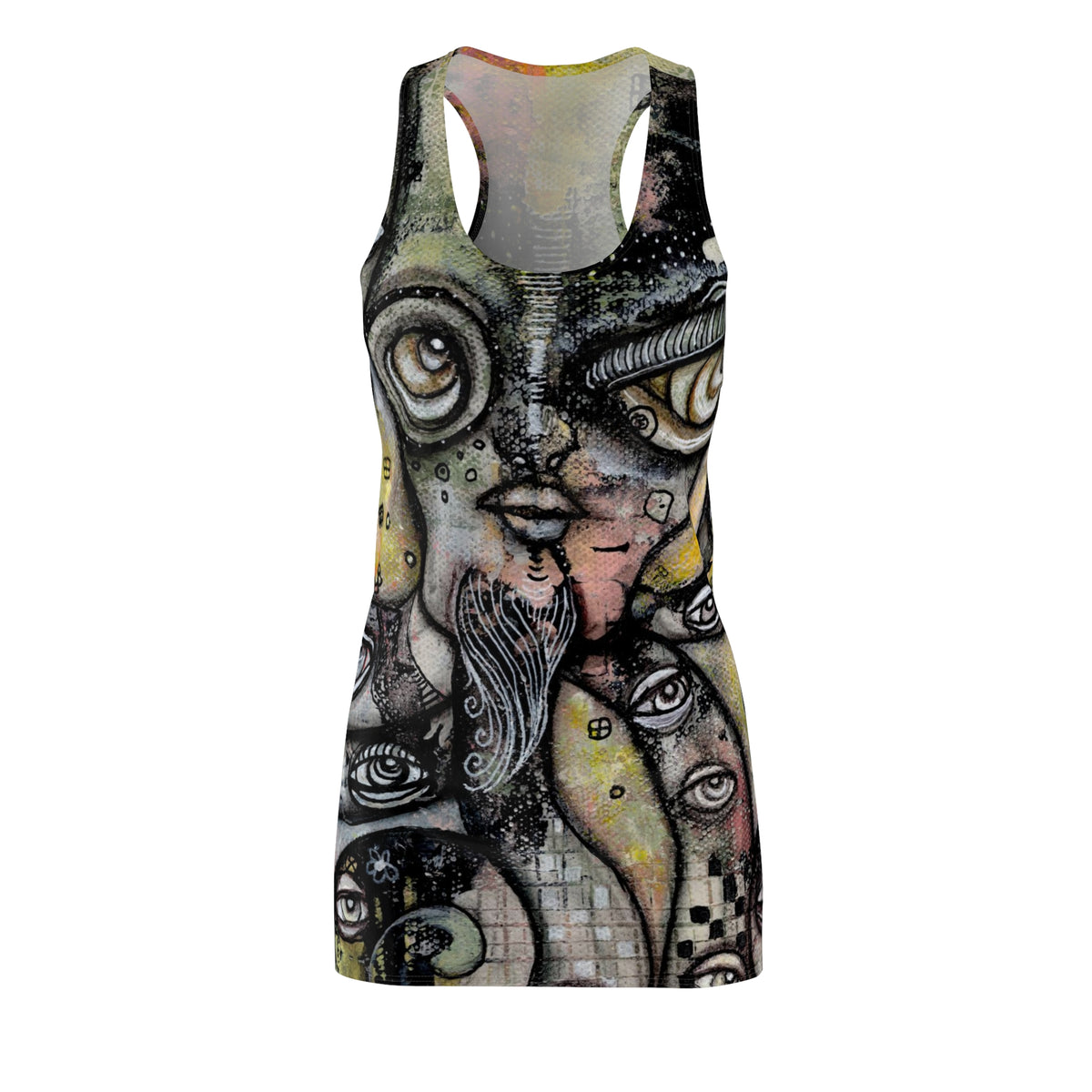 &quot;Octopus Queen&quot; Dark Goth Mini Above the Knee Racerback Dress