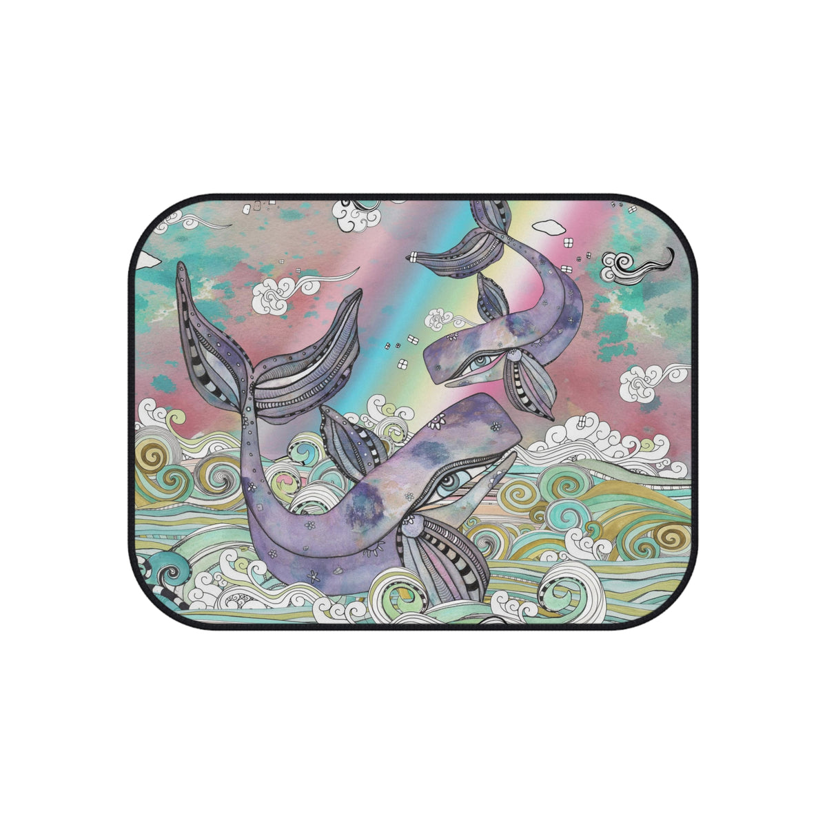 &quot;Plum Purple Whales&quot;  Set of 4 Ocean Beach Theme Sea Creatures Car Mats