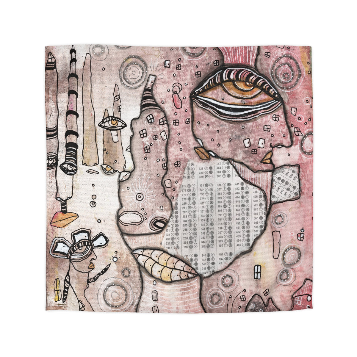 Duvet Cover 'Scantron Collage' — folded flat lay