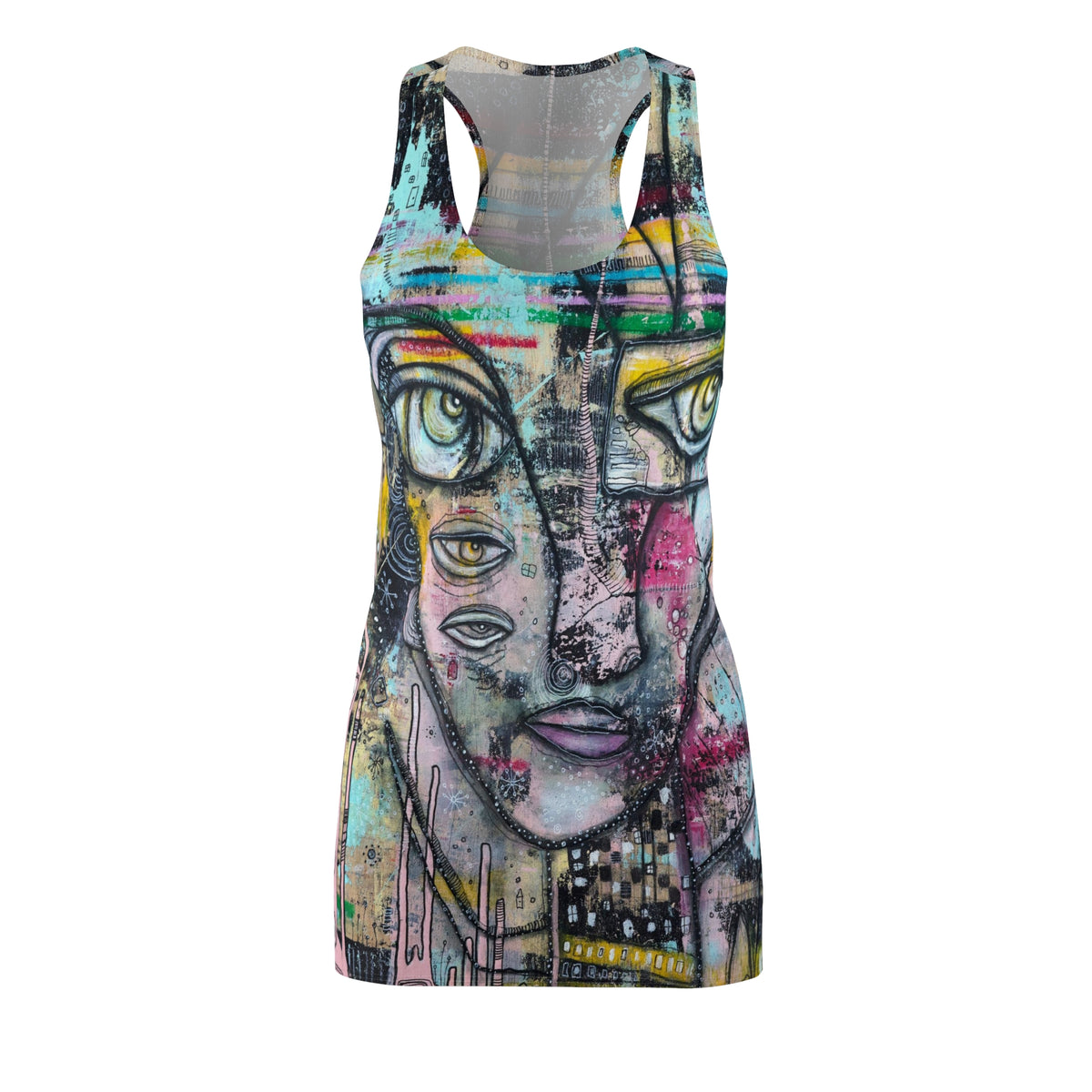 &quot;I can hear you&quot; Original Art Goth Maximalist Fashion Racerback Dress