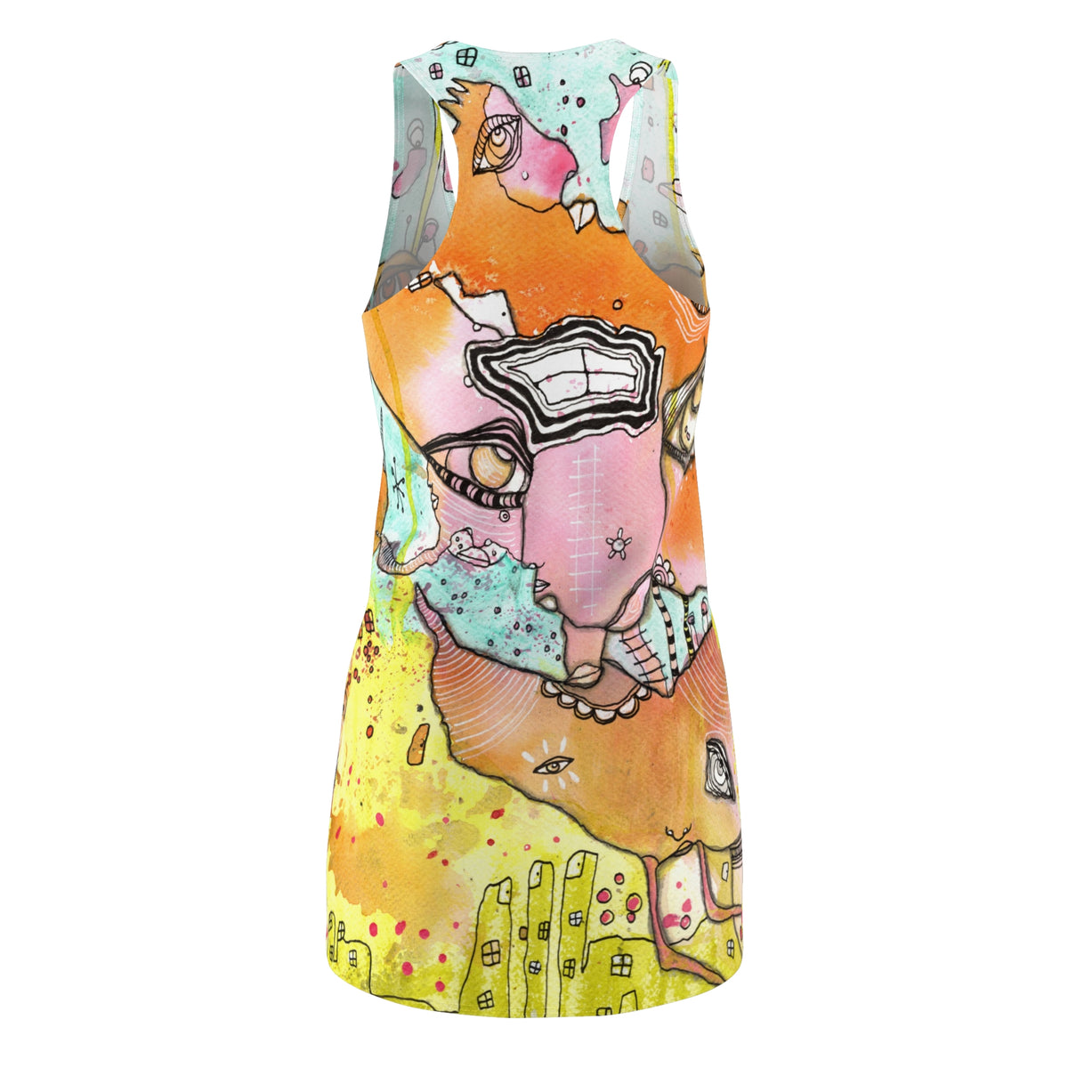 Mini Racerback Dress Unique Above the Knee Colorful Unusual Original Art Fashion Womens Dresses Clothing Bizarre Weird Tank Fashion Dresses