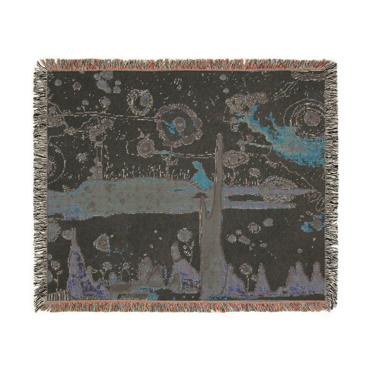 Woven Blanket with Abstract Whimsical Artwork | Fun Painting for Living Room Sofa, Couch Throws, Bed Covers. Soft snuggles