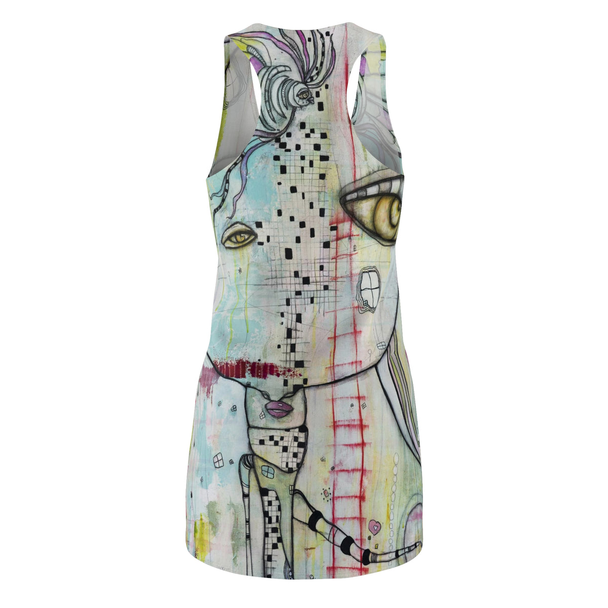 &quot;Almost Together&quot; Colorful Maximalist Mini Racerback Dress Original Abstract Art Fashion