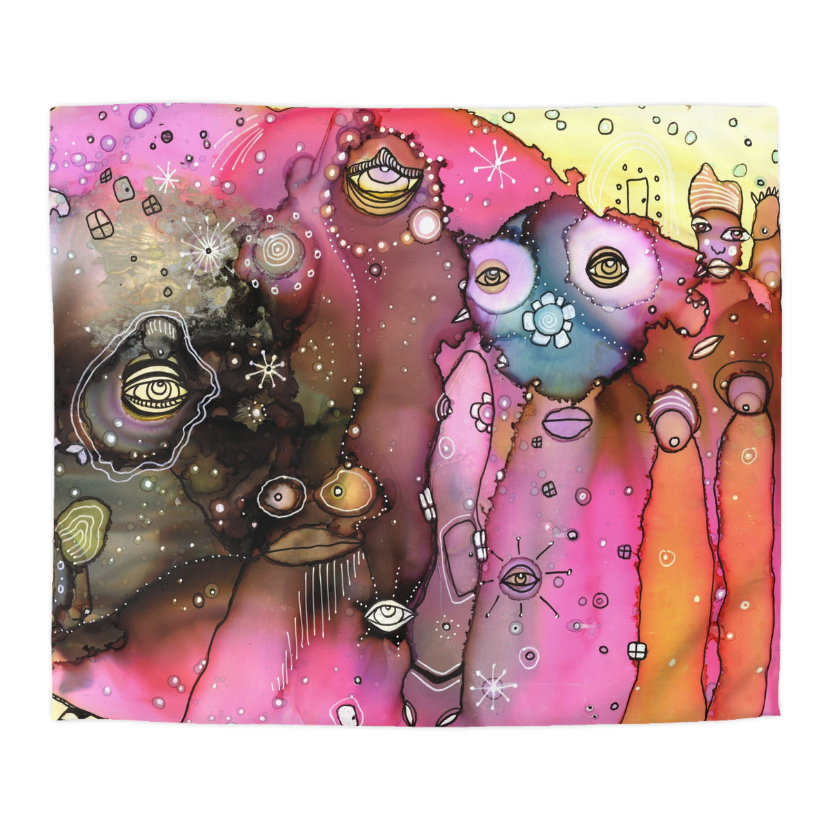 Duvet Cover 'Our Colorful World' — front view on bed