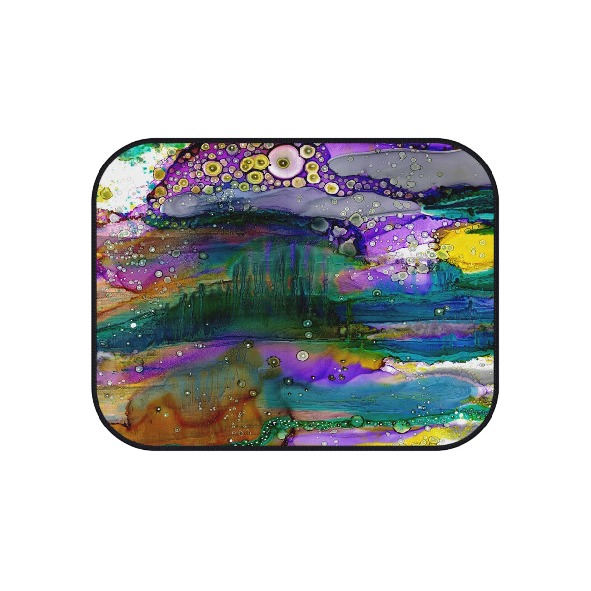 &quot;Purple Mountain&quot; Colorful Abstract Set of 4 Watercolor Car Mats
