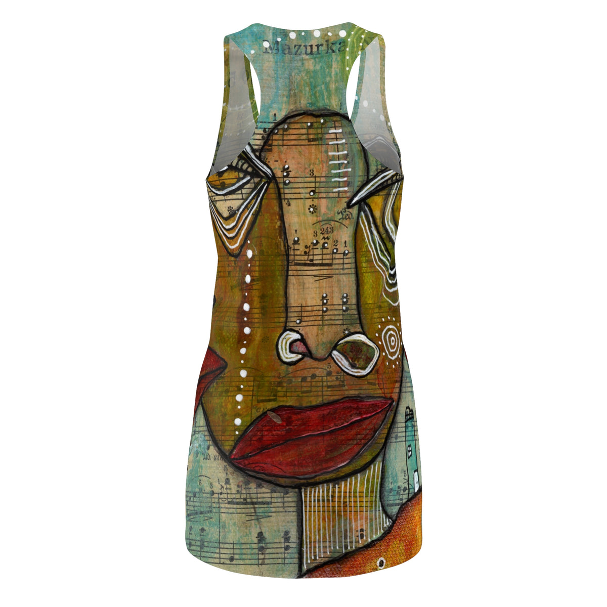 Crazy Mini Racerback Dress Unique Above the Knee Neutral Trippy Face Original Art Fashion Womens Dresses Clothing Bizarre Weird Tank Dress