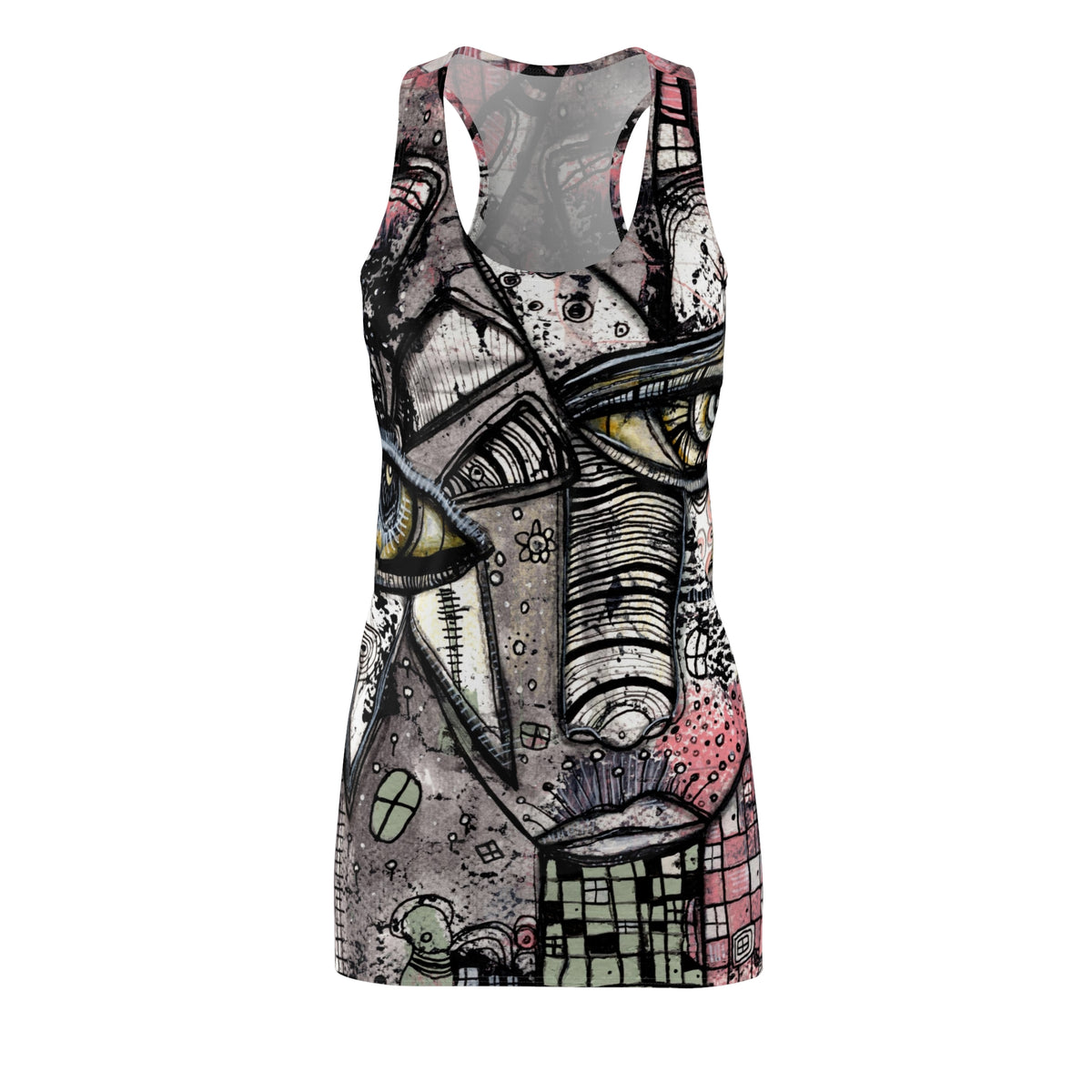 &quot;Written in the Stars 02&quot; Dark Goth Rocker Maximalist Fashion Racerback Mini Dress