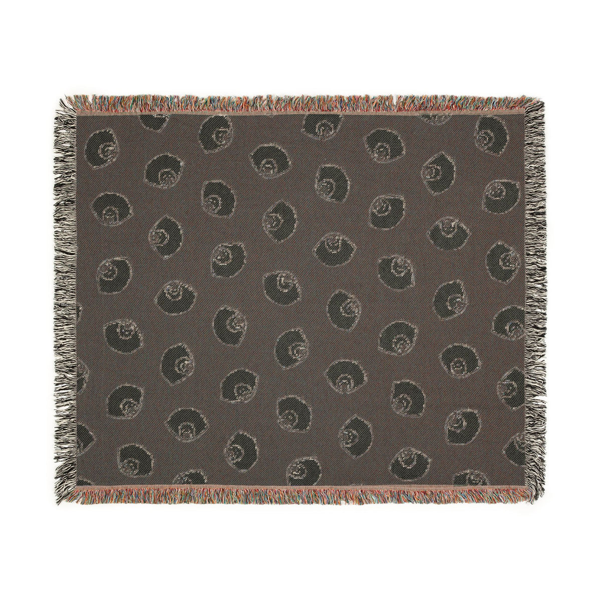Woven Blanket with Abstract Eye Pattern in Black for Living Room Sofa, Couch Throws, Bed Covers. Soft snuggles