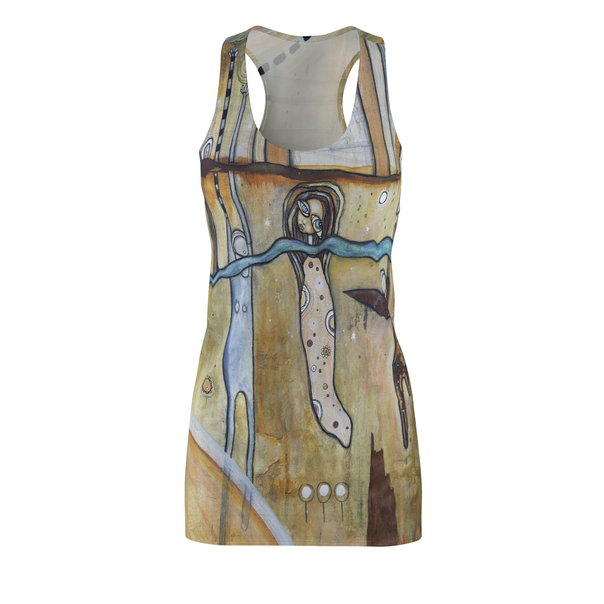 &quot;The Portal&quot; Neutral Maximalist Mini Racerback Above the Knee Tank Dress