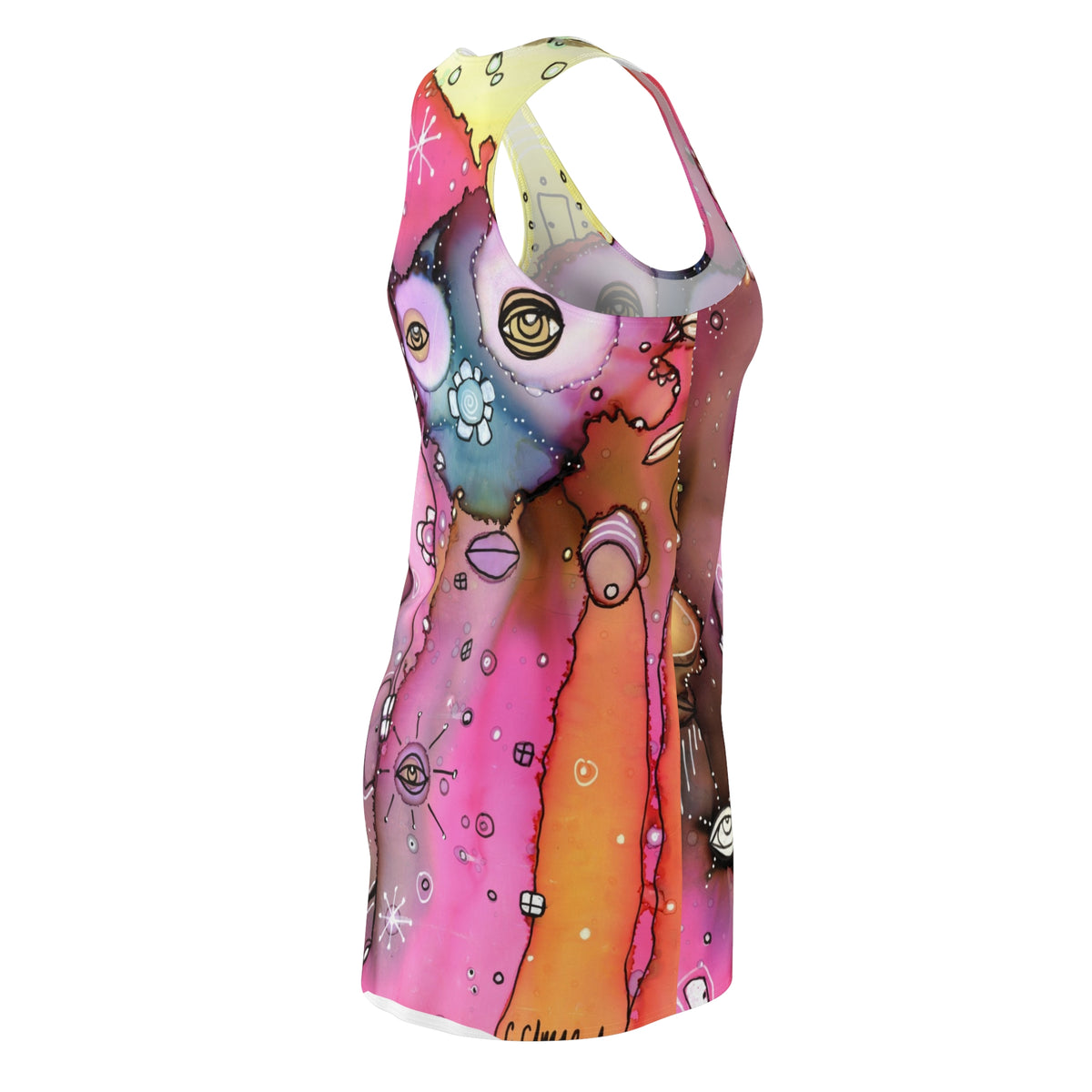 Colorful Mini Tank Dress Racerback Original Maximalist Design Art | Sexy Above the Knee | Unique Fun Womens Clothing Artsy Designer Fashion