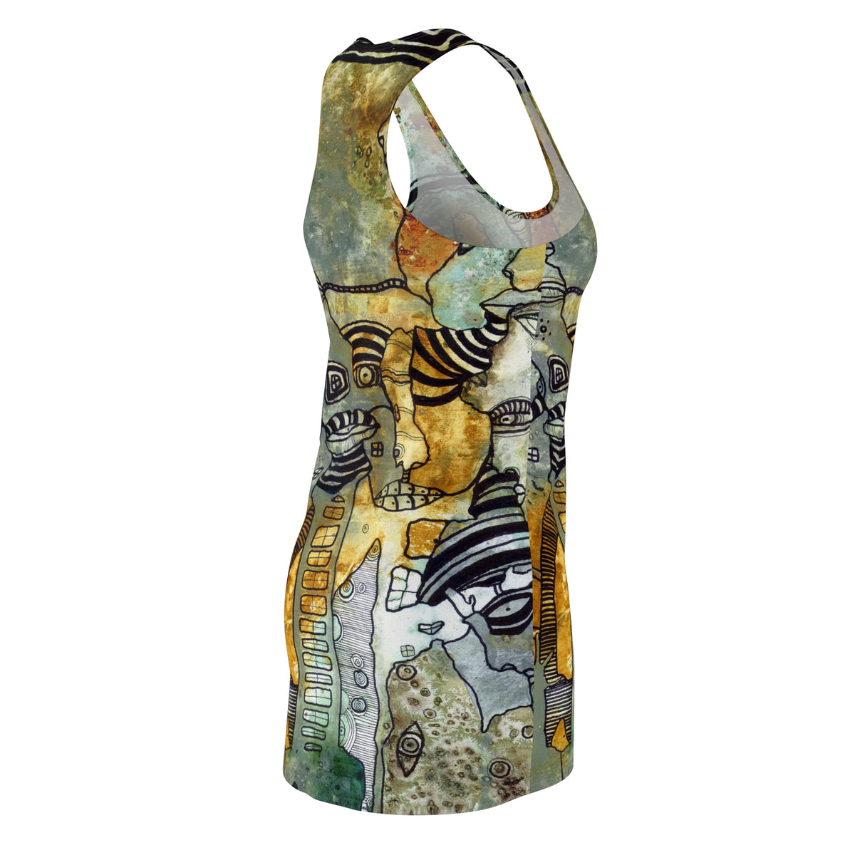 &quot;Part of everything&quot; Mini Tank Above the Knee Racerback Dress Original Maximalist Art